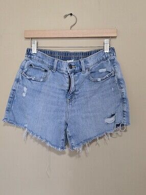 aerie Light Wash Distressed Denim Shorts